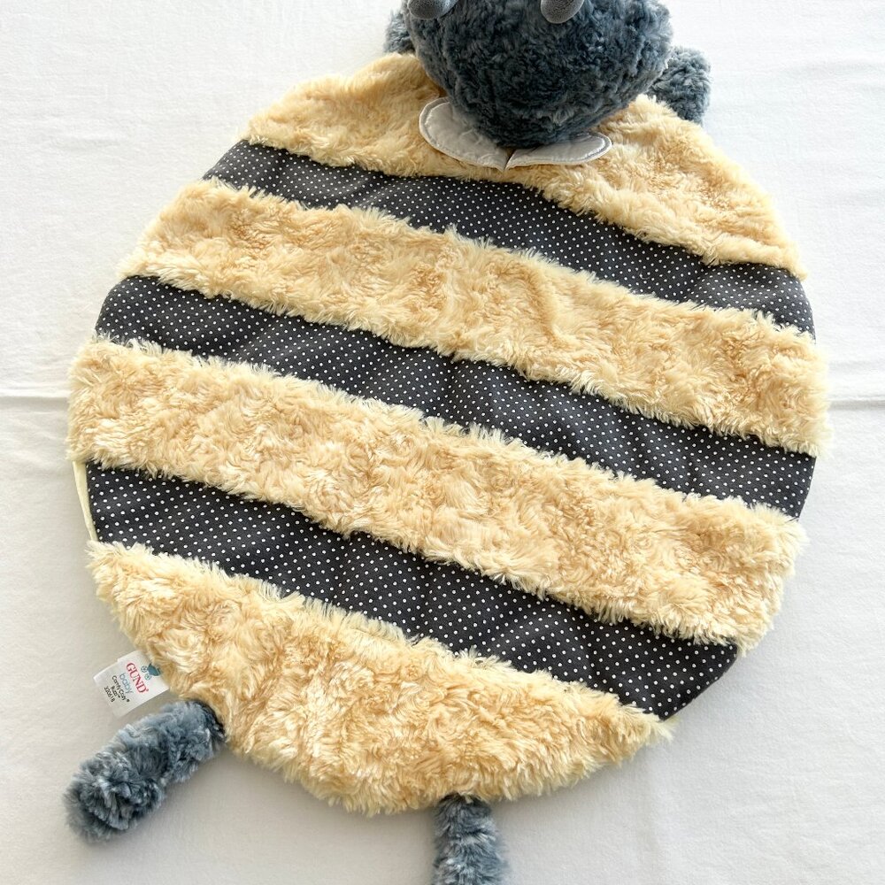 New! Baby GUND Comfy Cozy Buzzi Lovey Blanket Bee Plush Play Mat Yellow Gray NWT - Picture 3 of 7